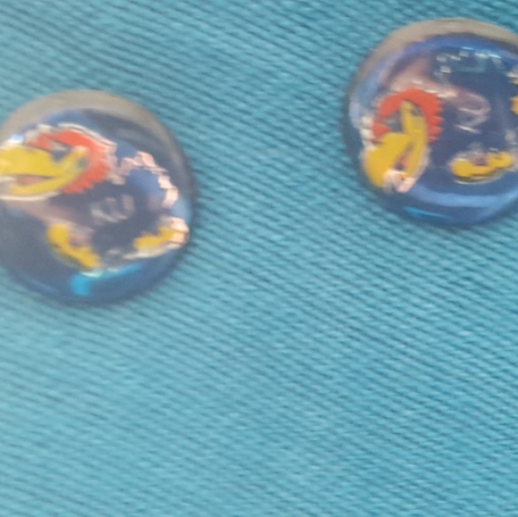 Ku Jayhawk post earrings - Picture 2 of 4